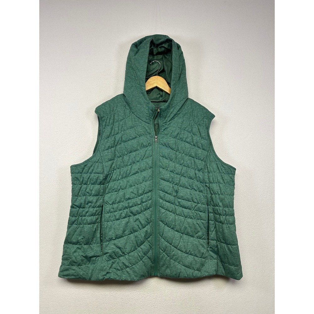 Gorpcore Bagatelle Collection Women XL Green Quilted Padded Hooded Vest Layering